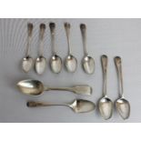 A set of five mid-18th century silver coffee spoons Old English pattern with engraved initials,