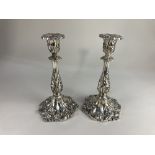 A pair of Victorian silver candlesticks, maker Thomas Bradbury & Son, Sheffield 1840, with