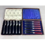 A cased set of six George V silver cake forks, maker KBS, London 1933, 3oz, together with a cased