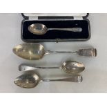 A George III Scottish silver Old English pattern dessert spoon, maker James McKay, Edinburgh 1809,
