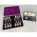 A cased set of twelve Victorian silver teaspoons and a pair of sugar tongs, maker Wakely &
