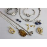 A small group of silver jewellery, costume jewellery and an Accurist watch