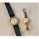 A lady's 18ct gold Peerless wrist watch; a lady's 9ct gold bracelet watch