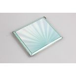 An Edward VIII silver and pale green guilloche enamel cigarette case, maker Henry Clifford Davis,