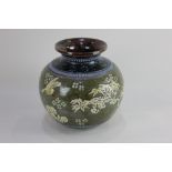 A Doulton Lambeth Slaters stoneware vase globular shape decorated with birds in flight amongst