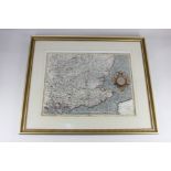 A 17th century Gerard Mercator engraved map of South East England, 'Warwicum, Northamtonia,