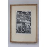 Guy Malet (1900-1973), Spanish landscape, 'Grand Canary', woodcut, numbered 5/50 and signed in