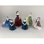 Six Royal Doulton porcelain figures of ladies, comprising Elyse (HN 2429), Alexandra (HN 2398),