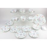 A Minton porcelain 'Haddon Hall' part tea set, comprising sugar bowl, seven tea cups and seven