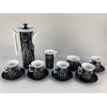 A Portmeirion pottery 'Magic City' coffee set, designed by Susan Williams-Ellis, decorated with roof