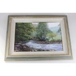 Valarie Chilton (contemporary), river landscape, 'Early Morning', oil on board, signed, inscribed