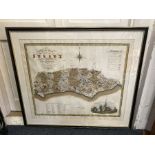 A John Overton map of Sussex, 'A New Map of Sussex Corrected ...', 32cm by 49cm, and a C & J