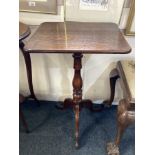 An oak rectangular occasional table on baluster stem and tripod base, 45cm