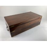 A 19th century brass bound mahogany writing slope, with secret drawer, green baize slope, inkwell