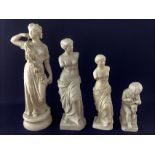 Three Parian ware type models of classical figures, to include the Venus de Milo 28cm high, together