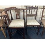 A 19th century smokers bow corner chair, with pierced splats and drop-in upholstered seat,