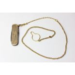 A 9ct gold mounted engine turned pen knife on a curb link chain with swivel 10.5g weighable
