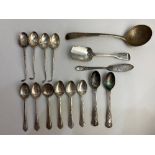 A George III silver Old English pattern sauce ladle, maker IB, London 1789, together with a