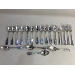 A a set of five George III Irish silver Fiddle pattern dessert spoons, maker Richard Sawyer,