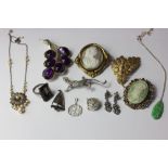 A group of silver and costume jewellery