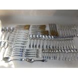 A Christofle fifty-six piece silver canteen of cutlery setting for eight to include eight table