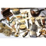 A quantity of costume jewellery, watches, pocket watches and bijouterie