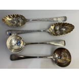 A pair of George III silver berry tablespoons, makers Thomas Wallis (II) & Jonathan Hayne, London