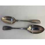 A pair of William IV silver Fiddle pattern tablespoons, maker John, Henry & Charles Lias, London