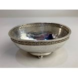 A George V silver oval bowl, maker Albert Edward Jones, Birmingham 1917, with hammered finish,