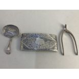 A George III silver Fiddle pattern caddy spoon, with shell shaped bowl, maker Francis Clark,