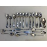 A set of six George III silver teaspoons, maker Charles Hougham, London 1783, together with other