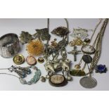 Two micro mosaic set items; a quantity of silver jewellery and bijouterie