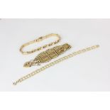 Three 9ct gold bracelets, various patterns 26g