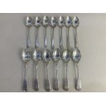 A set of seven Victorian Scottish silver teaspoons, maker John Muirhead & Son, Glasgow 1884,