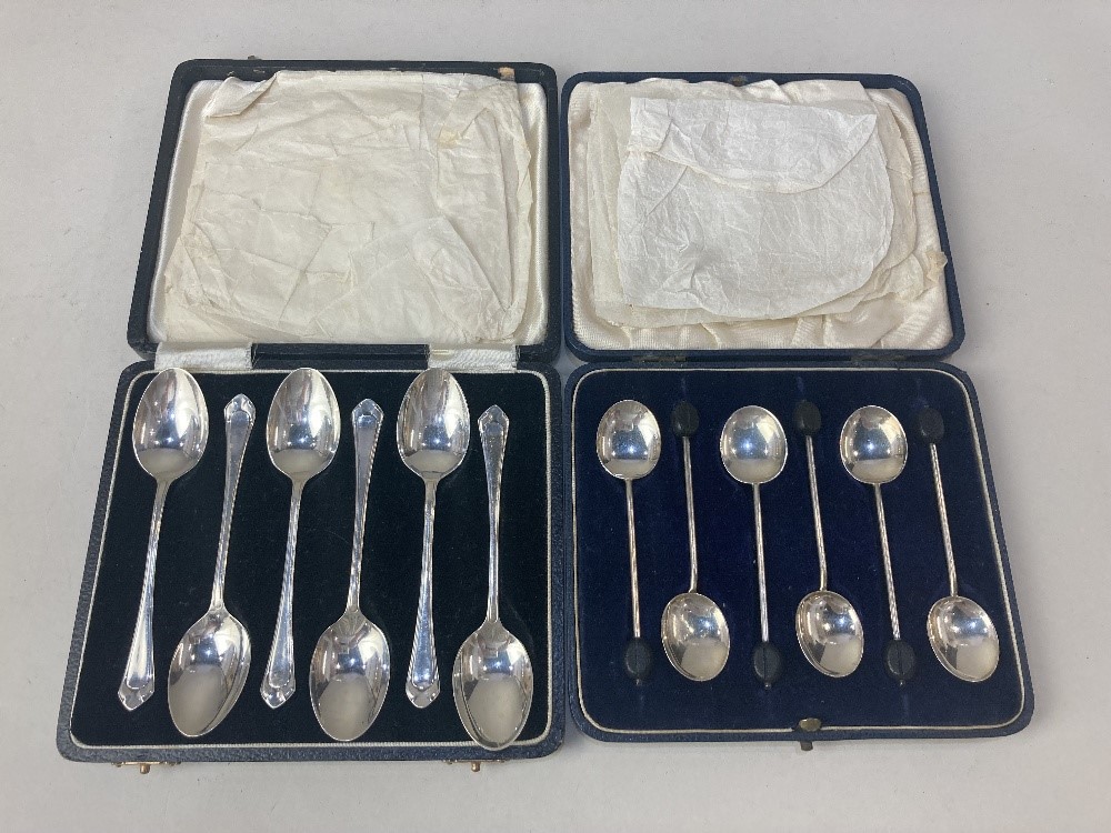 A cased set of six Edward VIII silver bean handled coffee spoons, maker William Suckling Ltd,