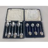 A cased set of six Edward VIII silver bean handled coffee spoons, maker William Suckling Ltd,