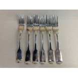 A set of six Victorian silver Fiddle pattern table forks, maker William Robert Smily, London 1853,