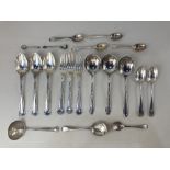 A set of three George V silver Thread pattern dessert spoons, maker Mappin & West, Sheffield 1920,