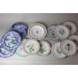 A collection of thirteen 19th century English plates and bowls, to include a Mintons porcelain