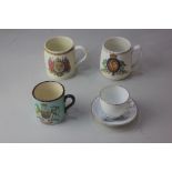 A collection of three George V and later Commemorative mugs; comprising two with Chichester