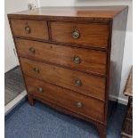 A 19th century mahogany chest of two short over three long drawers, with brass ring handles and