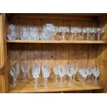 A collection of Gallway crystal drinking glasses, comprising two highball glasses, seven tumblers,