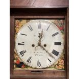 A George III oak longcase clock with 13inch painted dial signed Wm Walters, each of the four