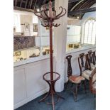 A reproduction bentwood hat and coat stand, 180cm high