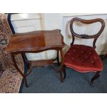 A Victorian mahogany balloon back dining chair, with button upholstered seat, on cabriole front