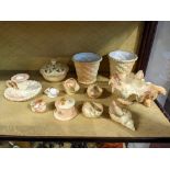A collection of Royal Worcester blush ivory porcelain, to include a shell shaped dish with floral