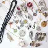 A quantity of costume and silver jewellery to include a Rotary silver watch pendant on chain
