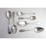 A pair of George III Exeter silver Fiddle pattern table spoons, maker Simon Harris, 1814, a pair