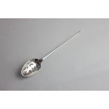 An 18th century silver mote spoon pierced bowl and pointed terminal, maker TS, 14cm