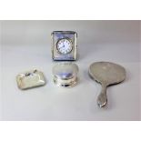 A George V silver mounted pocket watch travel case with fitted steel pocket watch (a/f glass